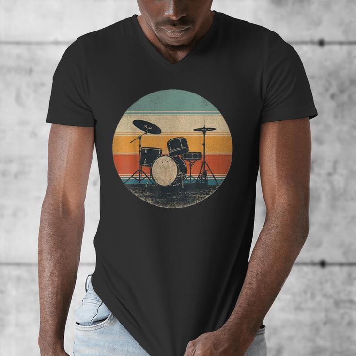 Vintage Drum Kit Silhouette Retro Music Men's V-Neck T-Shirt Vintage Drum Kit Silhouette Retro Music Men's V-Neck T-Shirt