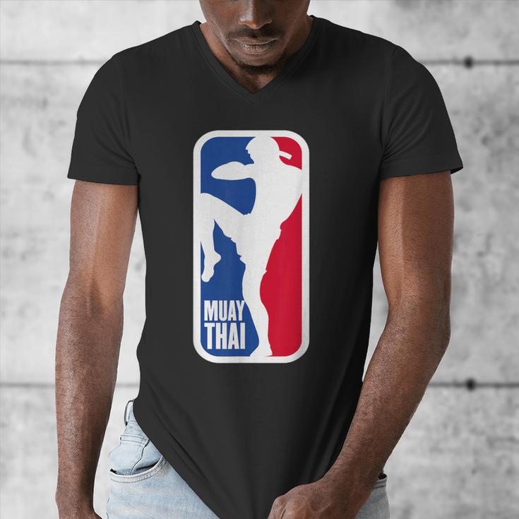 Vintage Muay Thai Fighter MMA Street Fight Kickboxing Club Men's V-Neck T-Shirt