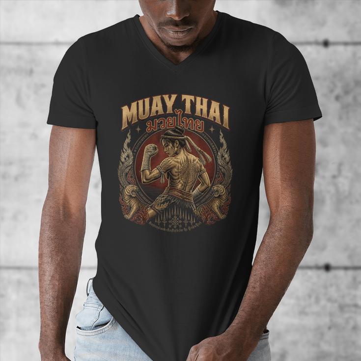 Vintage Muay Thai Flag Thailand Thai Boxing Fighter Men's V-Neck T-Shirt
