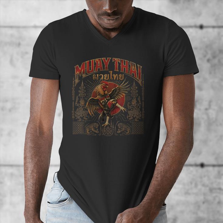 Vintage Muay Thai Legend Thai Boxing Fighter Art Chicken Men's V-Neck T-Shirt Vintage Muay Thai Legend Thai Boxing Fighter Art Chicken Men's V-Neck T-Shirt