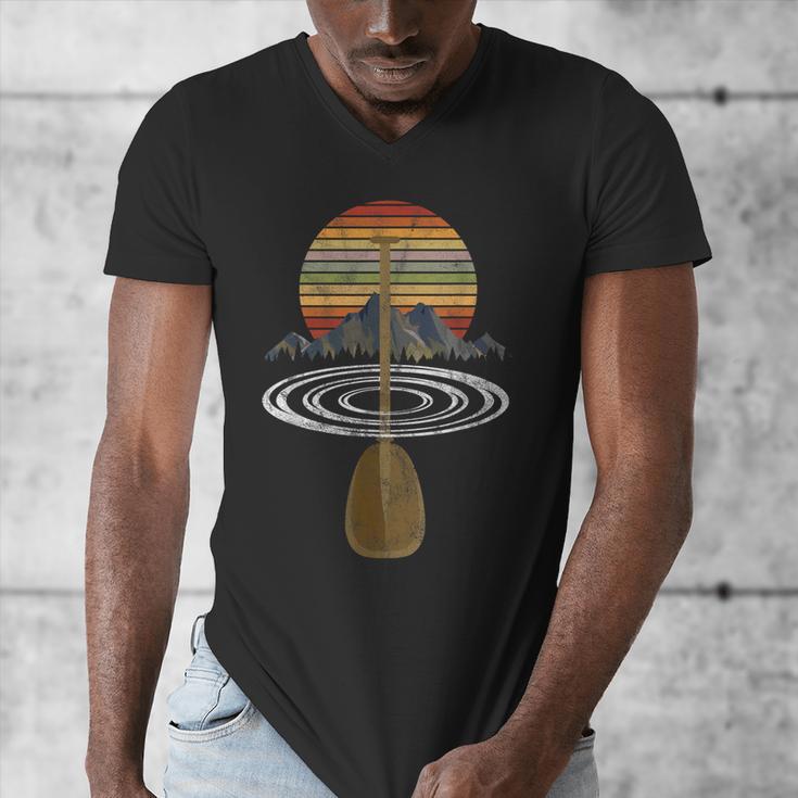 Vintage Retro Canoe Paddle & Mountains Rafting Men's V-Neck T-Shirt