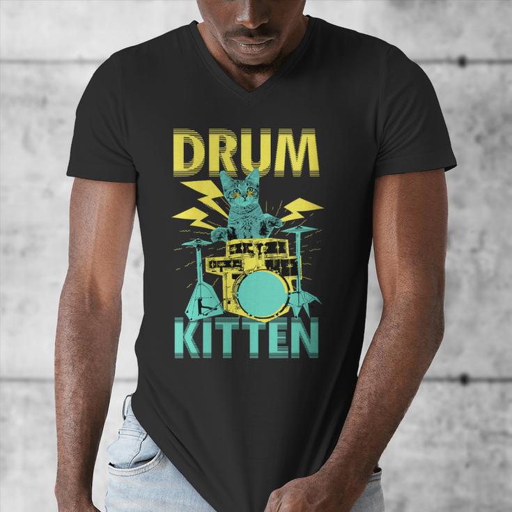 Women's Cute Drummer Cat Drum Kitten Men's V-Neck T-Shirt Women's Cute Drummer Cat Drum Kitten Men's V-Neck T-Shirt