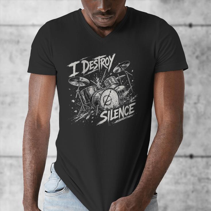 Women's Drum Kit I Destroy Silence Art Men's V-Neck T-Shirt Women's Drum Kit I Destroy Silence Art Men's V-Neck T-Shirt