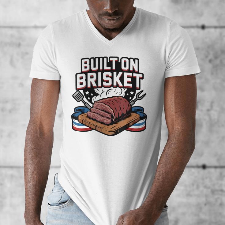 4th July BBQ Dad American Flag Brisket Smoke Men's V-Neck T-Shirt