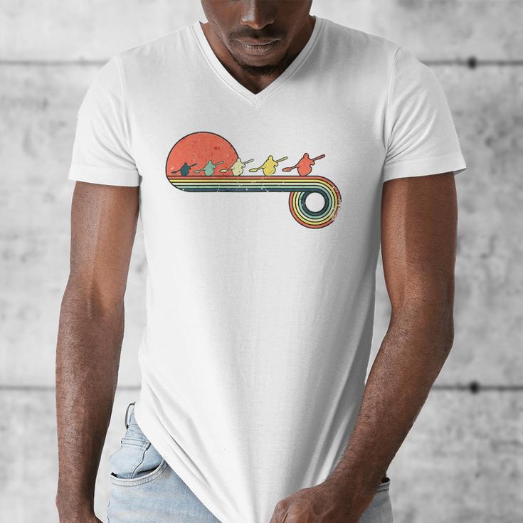 Canoe Retro Vintage Sunset Rainbow Raglan Baseball Tee Men's V-Neck T-Shirt