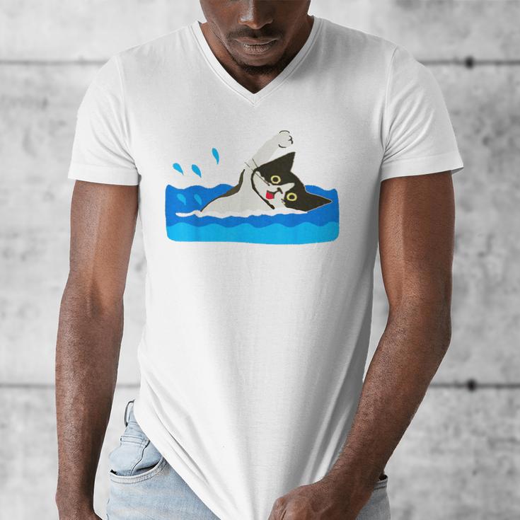 Cat Swimming Pool Men's V-Neck T-Shirt Cat Swimming Pool Men's V-Neck T-Shirt