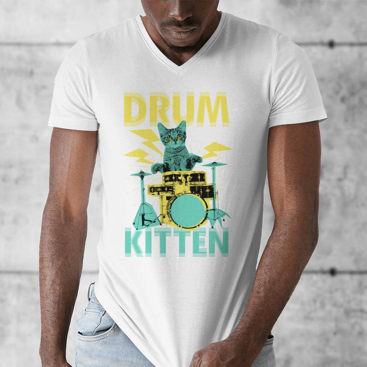 Cute Drummer Cat Drum Kitten Men's V-Neck T-Shirt