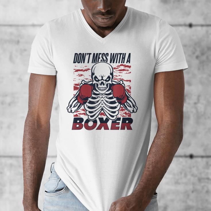 Don't Mess With A Boxer Kickboxer Fan Muay Thai Boxing Men's V-Neck T-Shirt