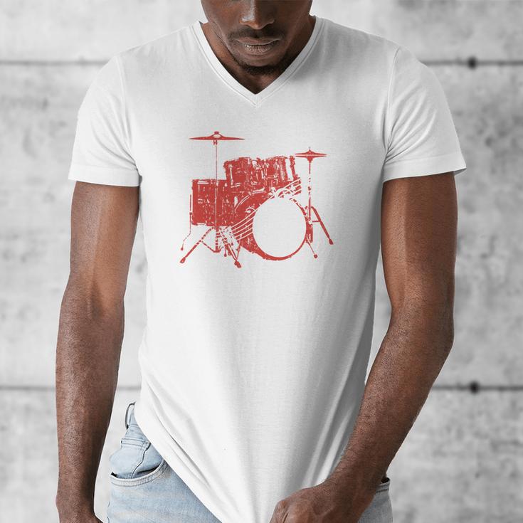 Drum Kit Drummer Band Musical Instrument Rock Music Men's V-Neck T-Shirt