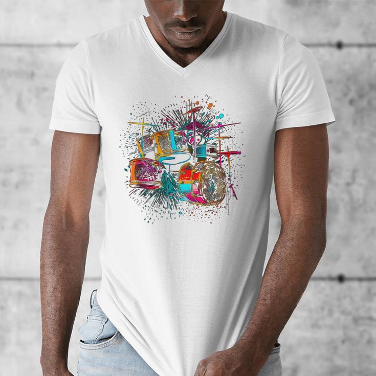Drums Pop Art Drummer Drum Kit Men's V-Neck T-Shirt