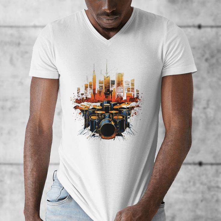 Drumset Drum Kit Music Drummer Drumming Raglan Baseball Tee Men's V-Neck T-Shirt Drumset Drum Kit Music Drummer Drumming Raglan Baseball Tee Men's V-Neck T-Shirt