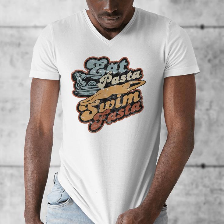 Eat Pasta Swim Fasta Swimmer Vintage Swimming Men's V-Neck T-Shirt Eat Pasta Swim Fasta Swimmer Vintage Swimming Men's V-Neck T-Shirt