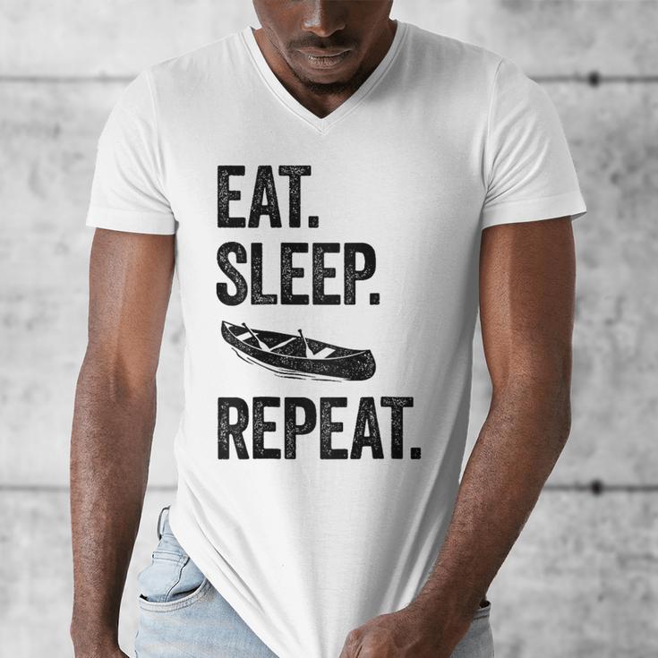Eat Sleep Canoe Repeat Canoeing Outdoors Raglan Baseball Tee Men's V-Neck T-Shirt