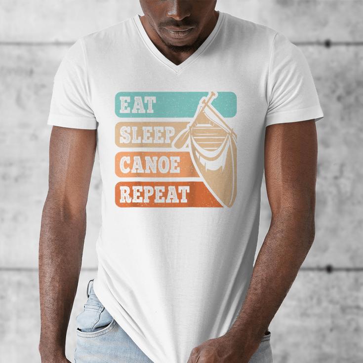 Eat Sleep Canoe Repeat Vintage Canoeing Canoeist Men Boys Raglan Baseball Tee Men's V-Neck T-Shirt