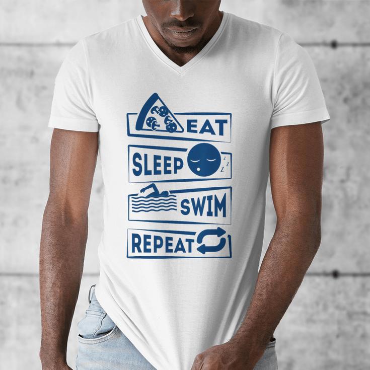 Eat Sleep Swimming Repeat Swimming Men's V-Neck T-Shirt Eat Sleep Swimming Repeat Swimming Men's V-Neck T-Shirt