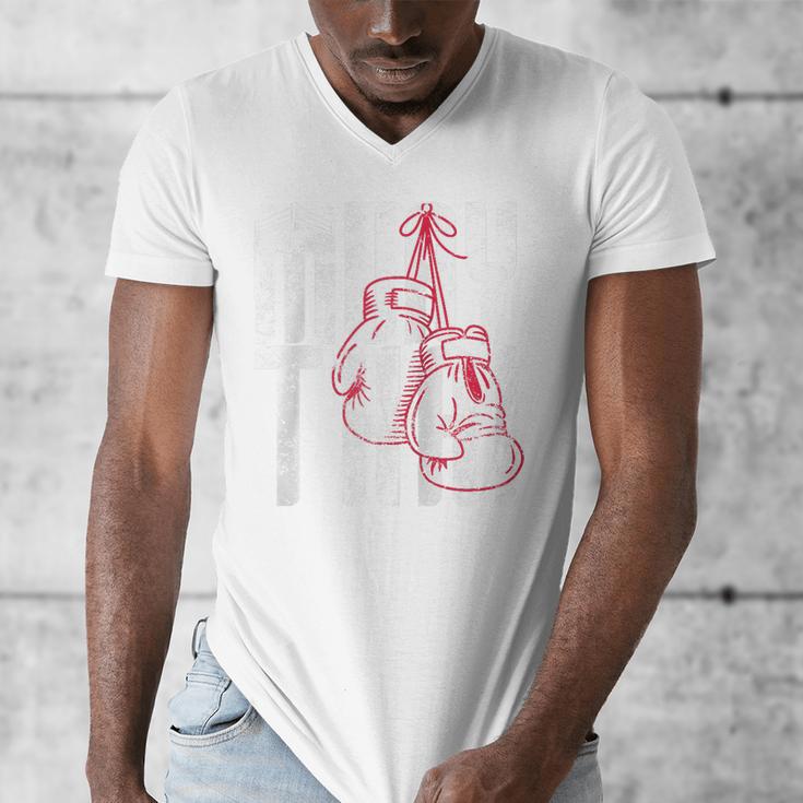 Fighter Gloves Muay Thai Raglan Baseball Tee Men's V-Neck T-Shirt
