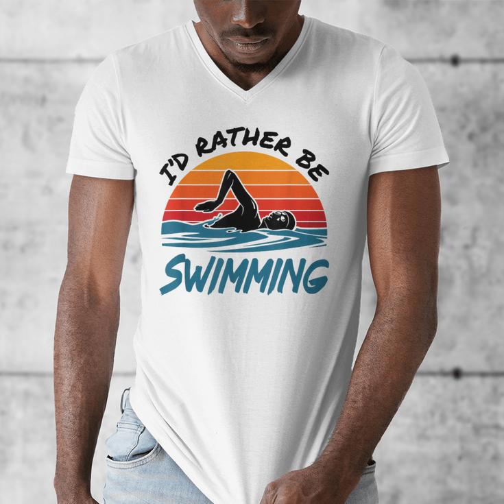 I'd Rather Be Swimming Retro Swim Swimmer Men's V-Neck T-Shirt I'd Rather Be Swimming Retro Swim Swimmer Men's V-Neck T-Shirt