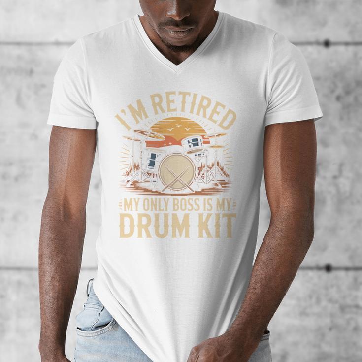 I'm Retired My Only Boss Is My Drum Kit Drums Drummer Men's V-Neck T-Shirt I'm Retired My Only Boss Is My Drum Kit Drums Drummer Men's V-Neck T-Shirt