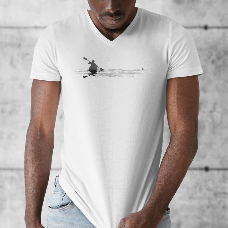 Kayaking Graphic Kayak Figure Kayaker Canoe Paddling Men's V-Neck T-Shirt