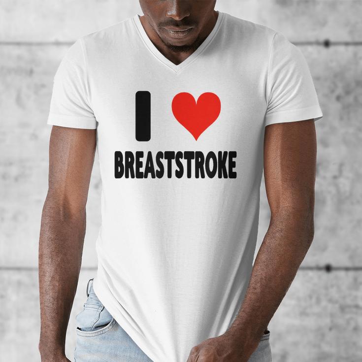 I Love Breaststroke Heart Swim Swimmer Pool Swimming Men's V-Neck T-Shirt I Love Breaststroke Heart Swim Swimmer Pool Swimming Men's V-Neck T-Shirt