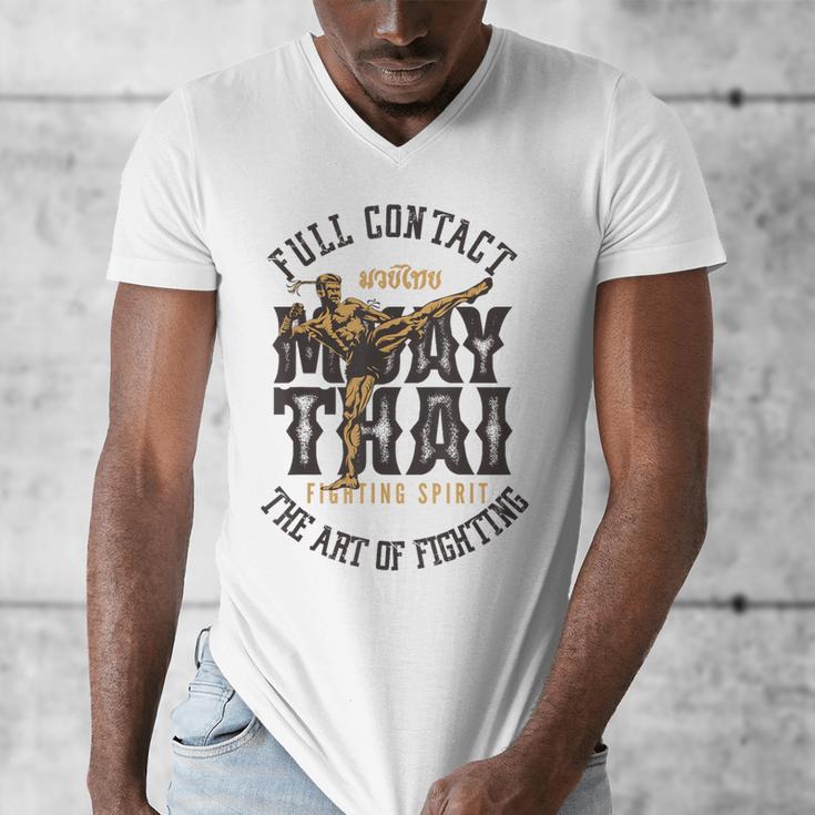 Muay Thai Fighter MMA Full Contact Retro Kickboxing Men's V-Neck T-Shirt