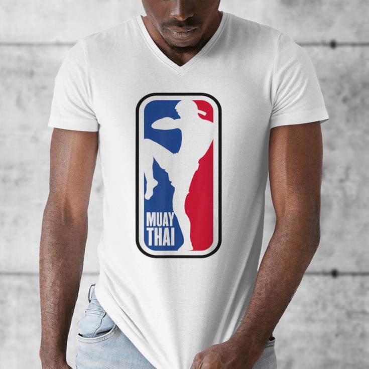 Muay Thai Fighter Retro Kickboxing MMA Training Men's V-Neck T-Shirt