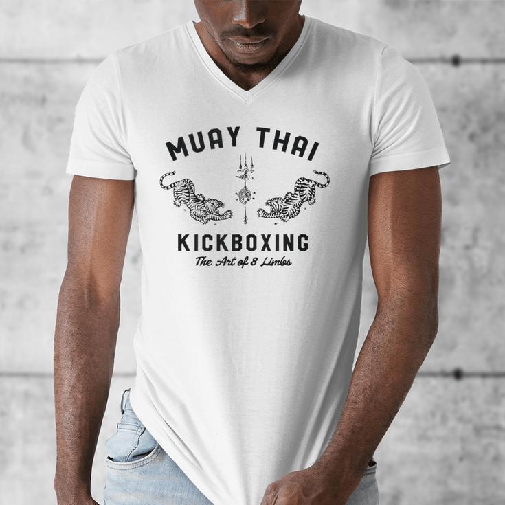 Muay Thai Twin Tigers MMA Warrior Fight Men's V-Neck T-Shirt