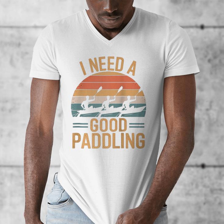 I Need A Good Paddling Retro Sunset Canoe Raglan Baseball Tee Men's V-Neck T-Shirt