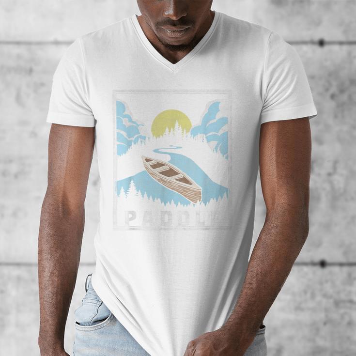 Paddle Retro Style Canoe & Outdoors Simple Canoeing Graphic Men's V-Neck T-Shirt Paddle Retro Style Canoe & Outdoors Simple Canoeing Graphic Men's V-Neck T-Shirt