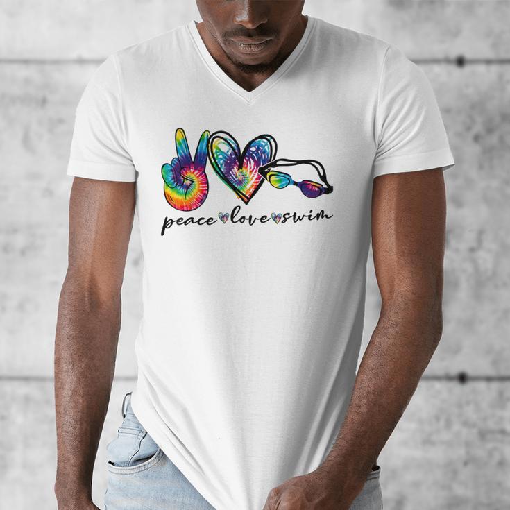 Peace Love Swim Tie Dye Swimmer Swimming Summer Trip Men's V-Neck T-Shirt