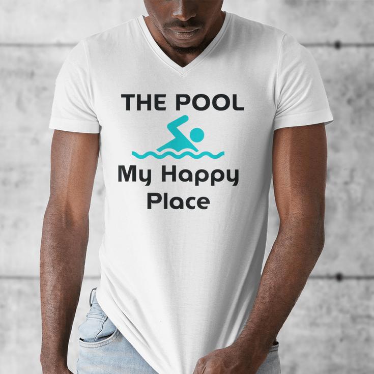 The Pool Is My Happy Place Swimming Quote Men's V-Neck T-Shirt The Pool Is My Happy Place Swimming Quote Men's V-Neck T-Shirt