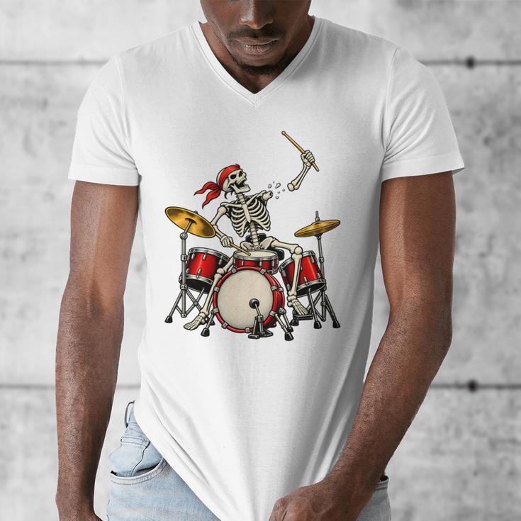 Skeleton Drummer Skull Drum Kit Halloween Men's V-Neck T-Shirt Skeleton Drummer Skull Drum Kit Halloween Men's V-Neck T-Shirt