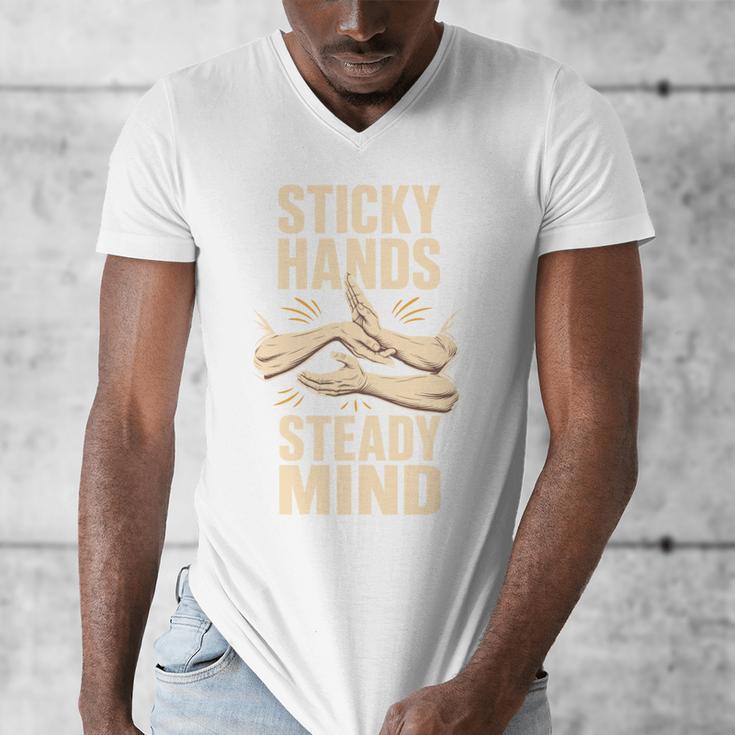 Sticky Hands Steady Mind Muay Thai Boxing Men's V-Neck T-Shirt
