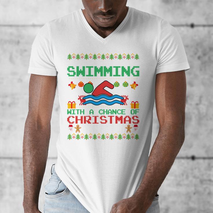 Swimming Christmas Party Swim Swimmer Christmas Ugly Style Men's V-Neck T-Shirt