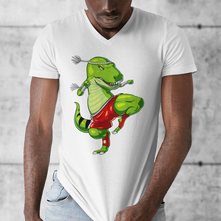 T-Rex Dinosaur Muay Thai Boxing Karate Martial Arts Kung Fu Men's V-Neck T-Shirt
