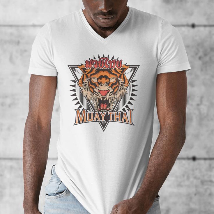Tigar Muay Thai MMA Vintage Kickboxing Training Men's V-Neck T-Shirt