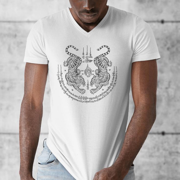 Twin Tiger Muay Thai Shorts Thailand Martial Arts Boxing Men's V-Neck T-Shirt Twin Tiger Muay Thai Shorts Thailand Martial Arts Boxing Men's V-Neck T-Shirt