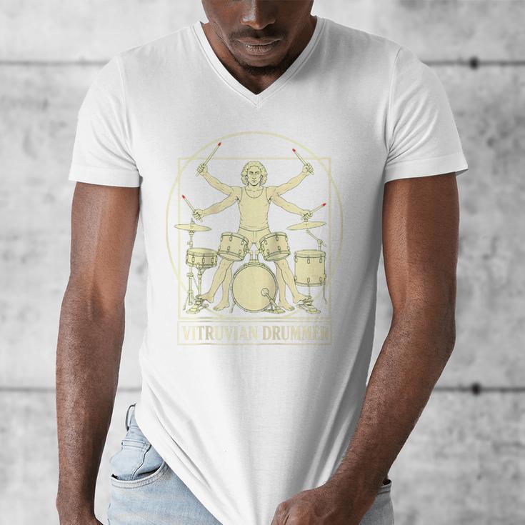 Vitruvian Drummer Drum Kit Music Lover Musician Men Raglan Baseball Tee Men's V-Neck T-Shirt