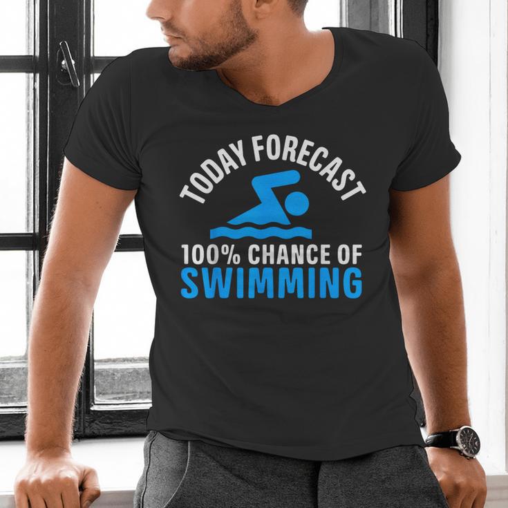 100 Chance Of Swimming Swimmer Swimming Men's V-Neck T-Shirt 100 Chance Of Swimming Swimmer Swimming Men's V-Neck T-Shirt