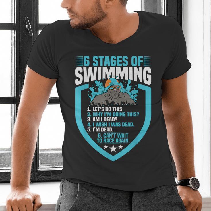 6 Stages Of Swimming Joke Sports Athlete Pool Swimmer Men's V-Neck T-Shirt 6 Stages Of Swimming Joke Sports Athlete Pool Swimmer Men's V-Neck T-Shirt
