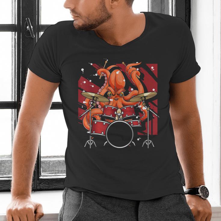 Animal Octopus Musician Drum Kit Octopus Drummer Men's V-Neck T-Shirt Animal Octopus Musician Drum Kit Octopus Drummer Men's V-Neck T-Shirt
