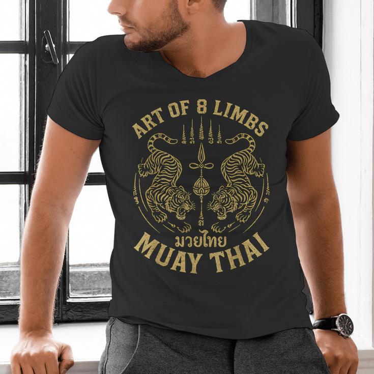 Art Of 8 Limbs MMA Tiger Muay Thai Fighter Muay Thai Men's V-Neck T-Shirt Art Of 8 Limbs MMA Tiger Muay Thai Fighter Muay Thai Men's V-Neck T-Shirt