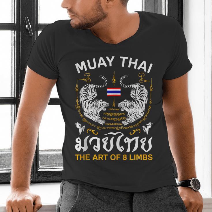 The Art Of 8 Limbs Sak Yant Tiger Muay Thai Men's V-Neck T-Shirt The Art Of 8 Limbs Sak Yant Tiger Muay Thai Men's V-Neck T-Shirt
