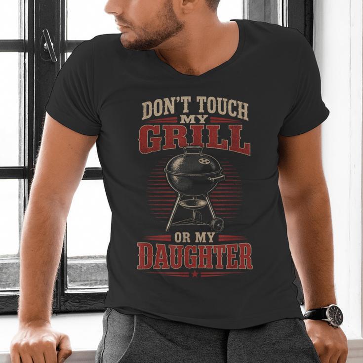 BBQ Dad Don't Touch My Grill Or My Daughter Men's V-Neck T-Shirt