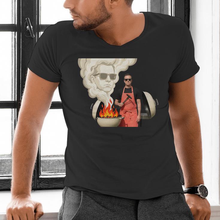BBQ Dad Grilling Humor Men Backyard Men's V-Neck T-Shirt BBQ Dad Grilling Humor Men Backyard Men's V-Neck T-Shirt