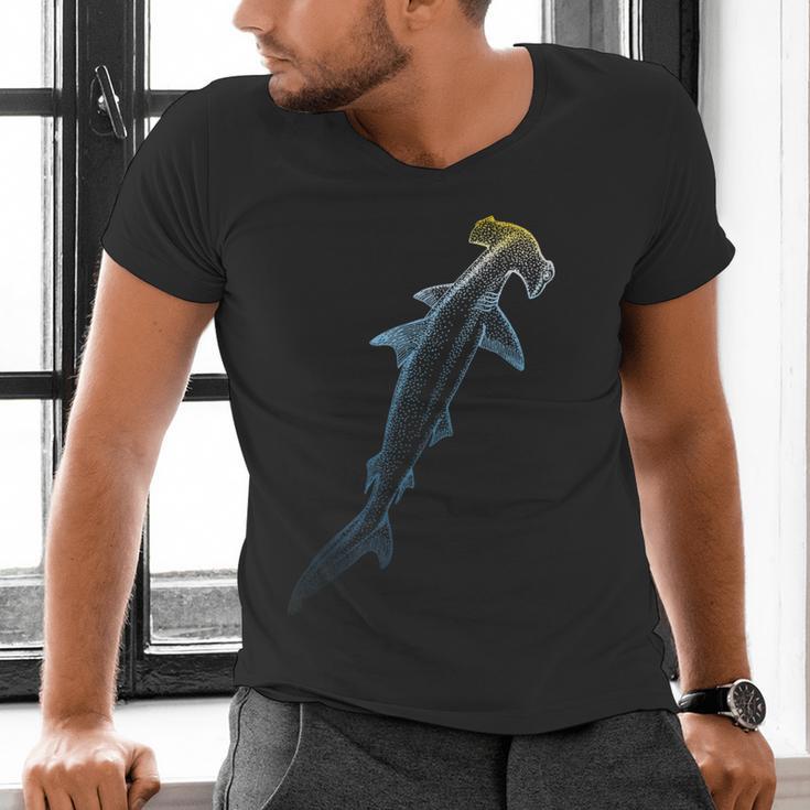 Beautiful Colors Swimming Hammerhead Shark Lovers Men's V-Neck T-Shirt