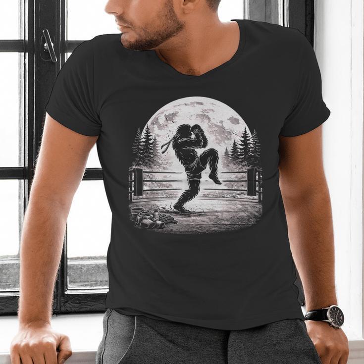 Bigfoot Muay Thai Boxer Martial Arts Sasquatch Men's V-Neck T-Shirt Bigfoot Muay Thai Boxer Martial Arts Sasquatch Men's V-Neck T-Shirt