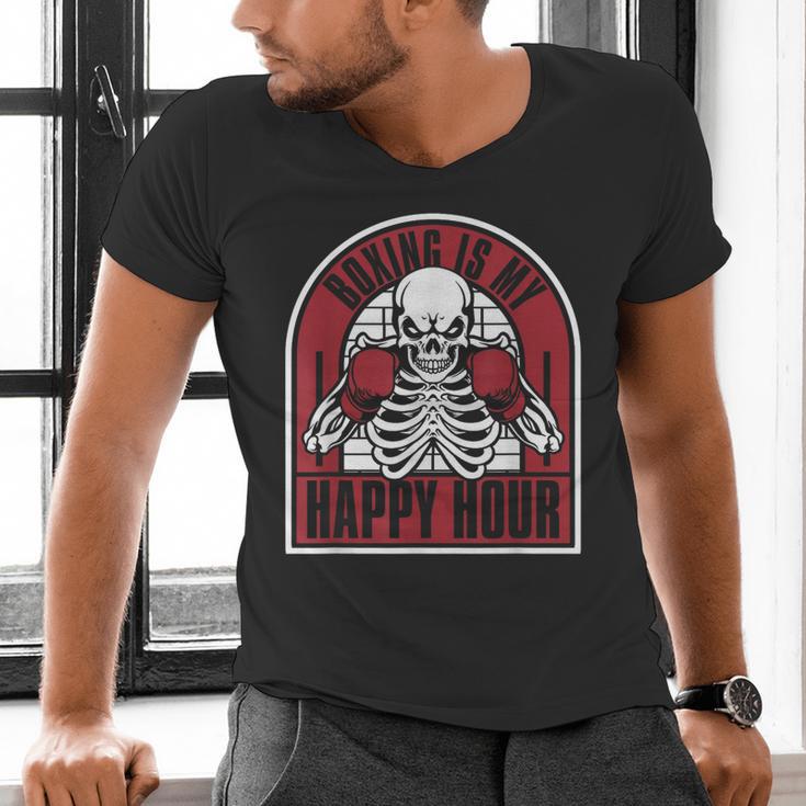 Boxing Is My Happy Hour Muay Thai Kickboxer Fan Boxing Men's V-Neck T-Shirt