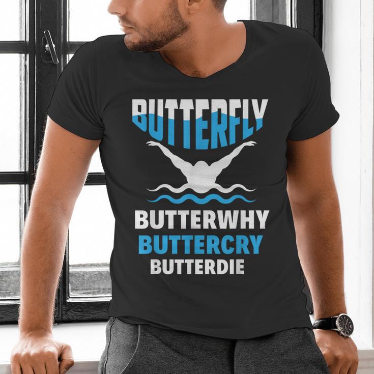 Butterfly Butterwhy Buttercry Swimming Swimmer Men's V-Neck T-Shirt Butterfly Butterwhy Buttercry Swimming Swimmer Men's V-Neck T-Shirt