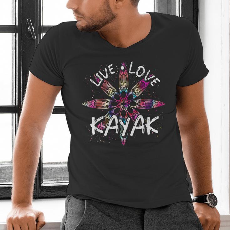 Canoe Boat Paddling Sport Kayaker Live Love Kayak Kayaking Men's V-Neck T-Shirt